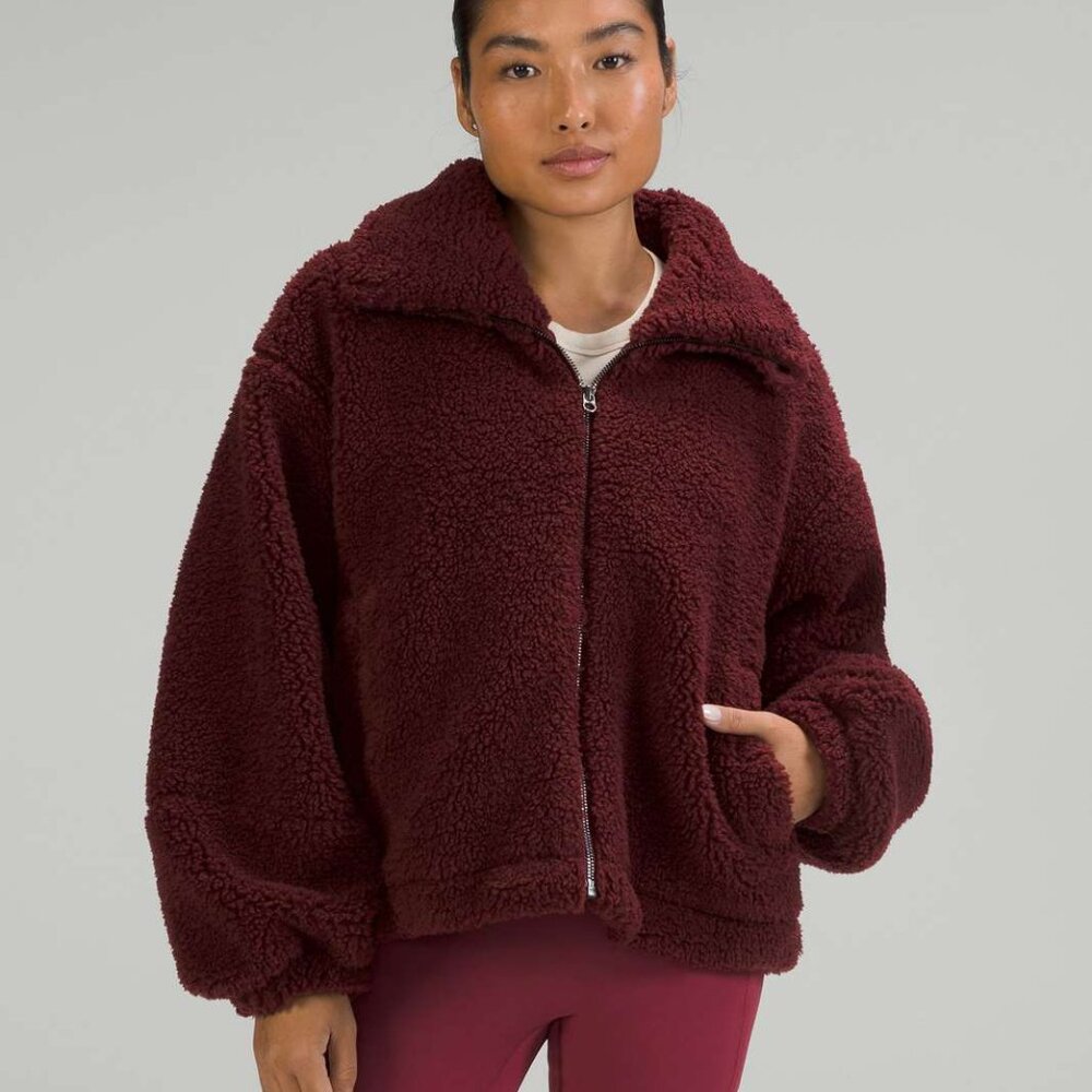 Lululemon Cinchable Fleece Zip-Up / Red Merlot / Size 6
